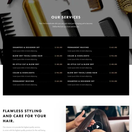 Hair Salon Website Design with Free VPS Web Hosting