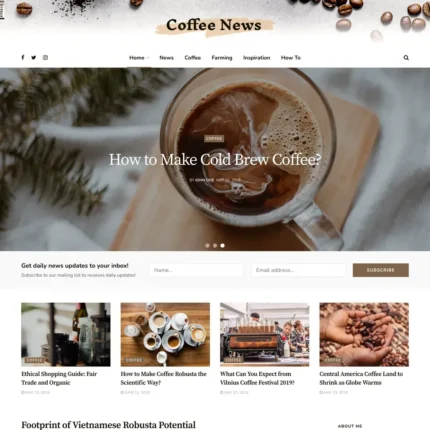 Coffee News Website Design with Free VPS Web Hosting
