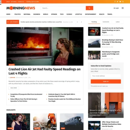 Morning News Website Design with Free VPS Web Hosting
