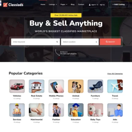 Classified Listing Website Design with Free VPS Web Hosting