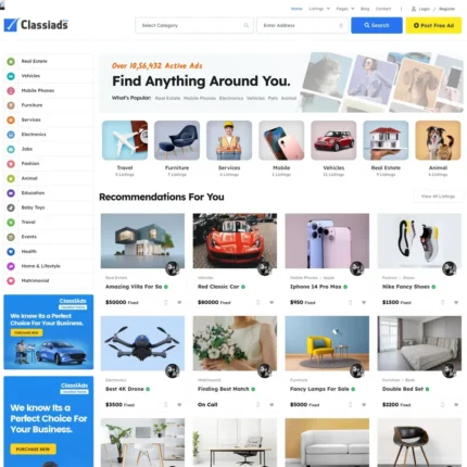 Classifieds Website Design with Free VPS Web Hosting