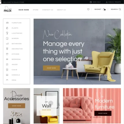 Decoration Shop Website Design with Free VPS Web Hosting