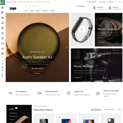 Electronics Market Website Design with Free VPS Web Hosting