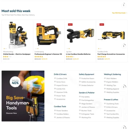 Industrial Power Tools Website Design with Free Web Hosting
