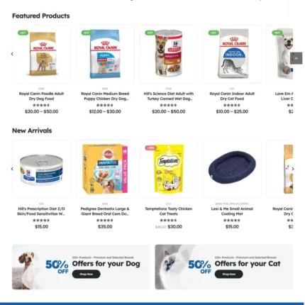 Pet Food Shop Website Design with Free VPS Web Hosting
